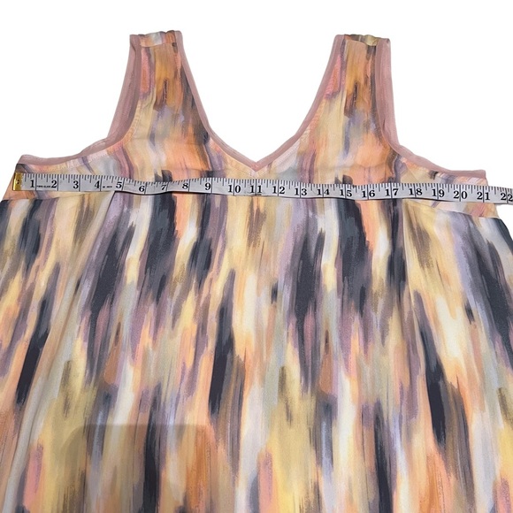 Torrid NEW Georgette Raw Edge Tank Stripe White Purple Pink Yellow 00 Med Lg 10 - Picture 9 of 12